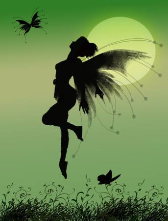 tündér, zöld, hold, fly, szárnyak, pillangó Franciscah - Dreamstime