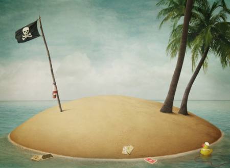 strand, zászló, kalóz, sziget Annnmei - Dreamstime