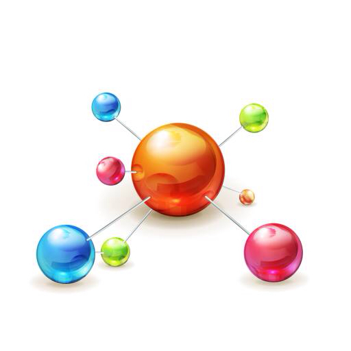 atom, labda, labdákat, színes, színek, narancs, zöld, rózsaszín, kék Natis76