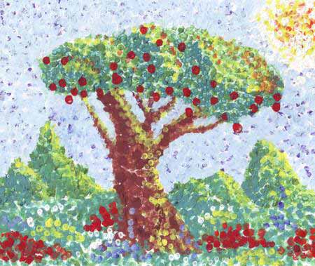 fa, gyümölcs, piros, kert, festmény, művészet Anastasia Serduykova Vadimovna - Dreamstime