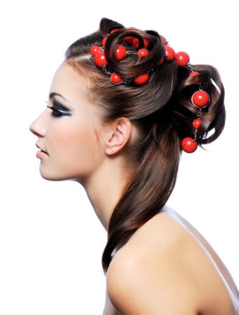 haj, nő, piros, gyöngyök, meztelenül Valua Vitaly - Dreamstime