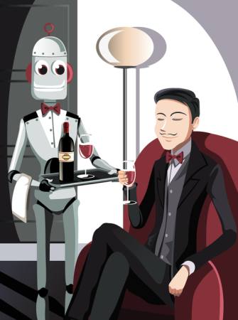 robot, ember, bor, pohár Artisticco Llc - Dreamstime