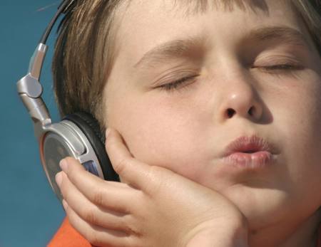 zene, gyerek, gyermek, hallgat, hallgat Showface - Dreamstime