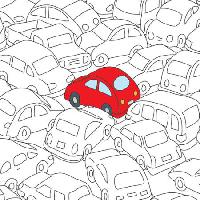 Pixwords A képet piros, autó, lekvár, a forgalom Robodread - Dreamstime
