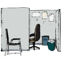 iroda, szék, szemetes, papír Eric Basir - Dreamstime