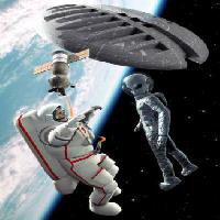 tér, idegen, űrhajós, műholdas, űrhajó, föld, világegyetem Luca Oleastri - Dreamstime