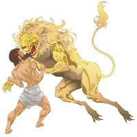 oroszlán, Herkules, sárga, küzdelem, állatok Christos Georghiou - Dreamstime