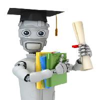 Pixwords A képet diplomás, robot, papír, diploma, fájlok, könyvek, kalap Vladimir Nikitin - Dreamstime