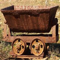 cart, az enyém, a vas, a vonat, régi, rozsda Clearviewstock